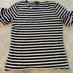 J.Crew Tee - Black and White Stripes with ruffled sleeves. Size XXS.